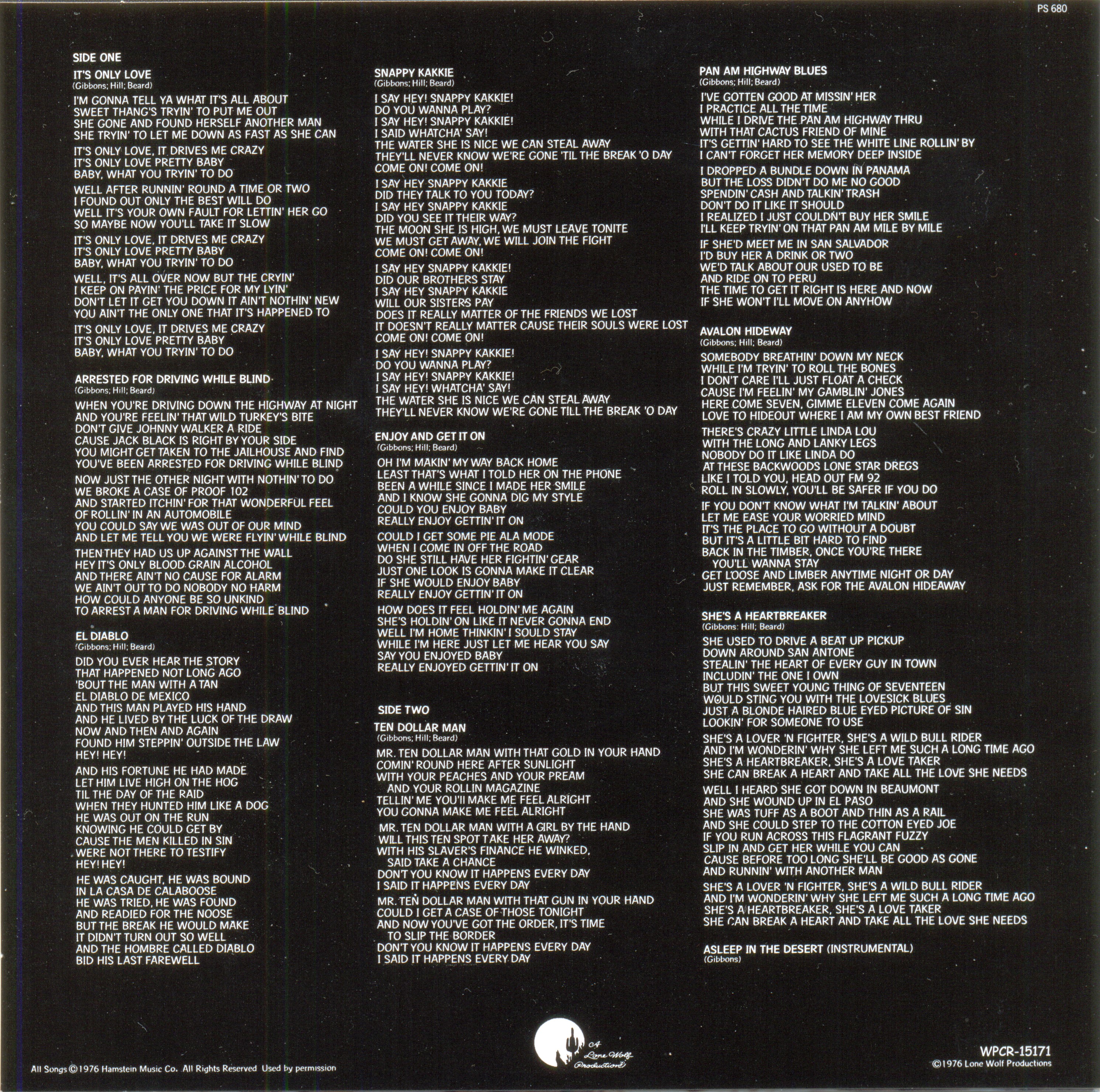 ZZ Top  Tejas : Sleeve02  jpn shm